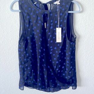 NWT silk 100% Rebecca Taylor V ika Top  Sleeveless , blue/ violet beautiful,